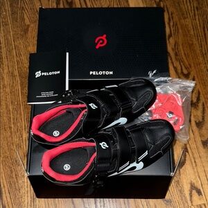 Peloton Black Cycling Shoes with Red Accents